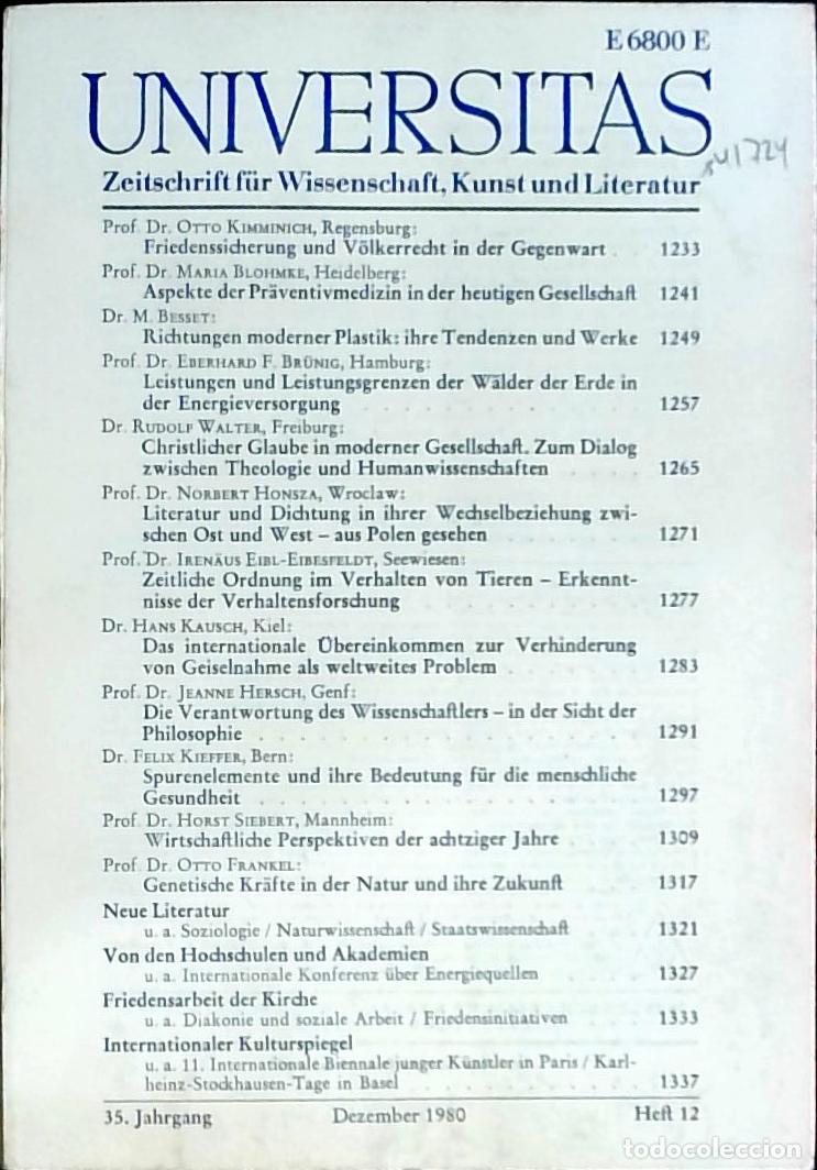 Livres: Universitas Dezember Heft 12. Zeitschrift f&uuml;r Wissenschft, Kunst und Literatur - Autores Varios: