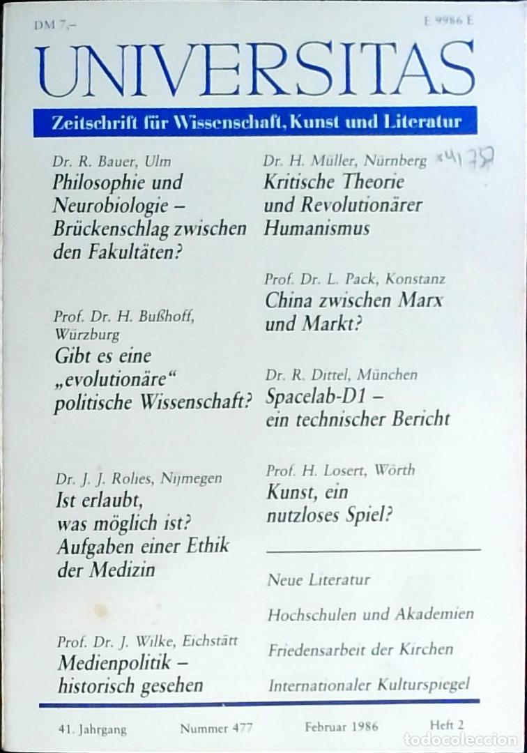 Livres: Universitas Februar Heft 2. Nummer 477 Zeitschrift f&uuml;r Wissenschft, Kunst und Literatur - Autores Va