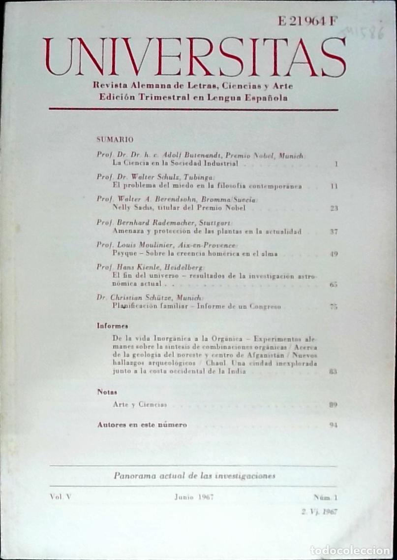 Libri di seconda mano: Universitas Vol. V N&ordm; 1. Revista Alemana de Letras, Ciencias y Arte. Edici&oacute;n Trimestral en Lengua Es