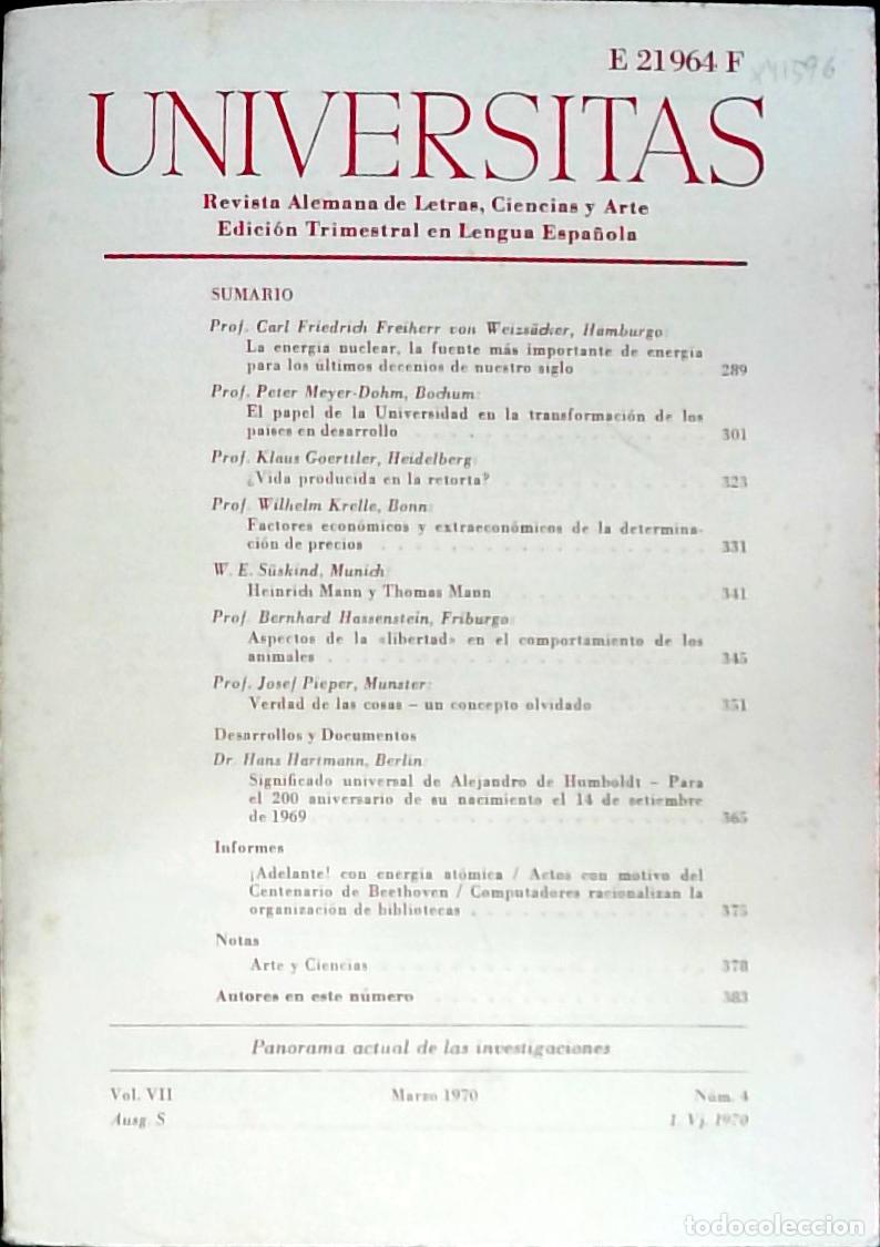 Libri di seconda mano: Universitas Vol. VII N&ordm; 4. Revista Alemana de Letras, Ciencias y Arte. Edici&oacute;n Trimestral en Lengua