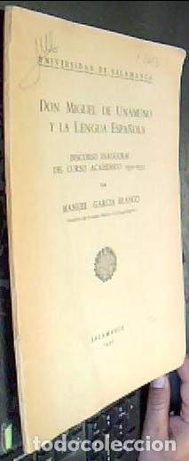Libros: Don Miguel de Unamuno y la lengua Espa&ntilde;ola. Discurso inaugural del Curso Acad&eacute;mico 1952 - 1953 - GAR