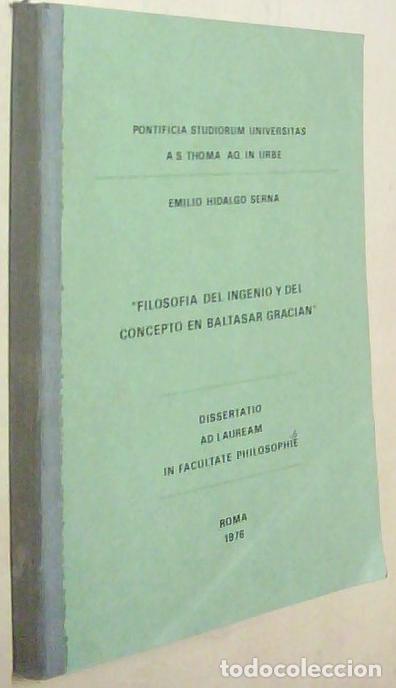B&uuml;cher: Filosof&iacute;a del ingenio y del concepto en Baltasar Graci&aacute;n. Con dedicatoria aut&oacute;grafa - HIDALGO SERNA,