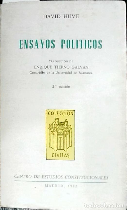 Livres: Ensayos pol&iacute;ticos. 2&ordf; edici&oacute;n. Traducci&oacute;n de Enrique Tierno Galv&aacute;n - HUME, David: