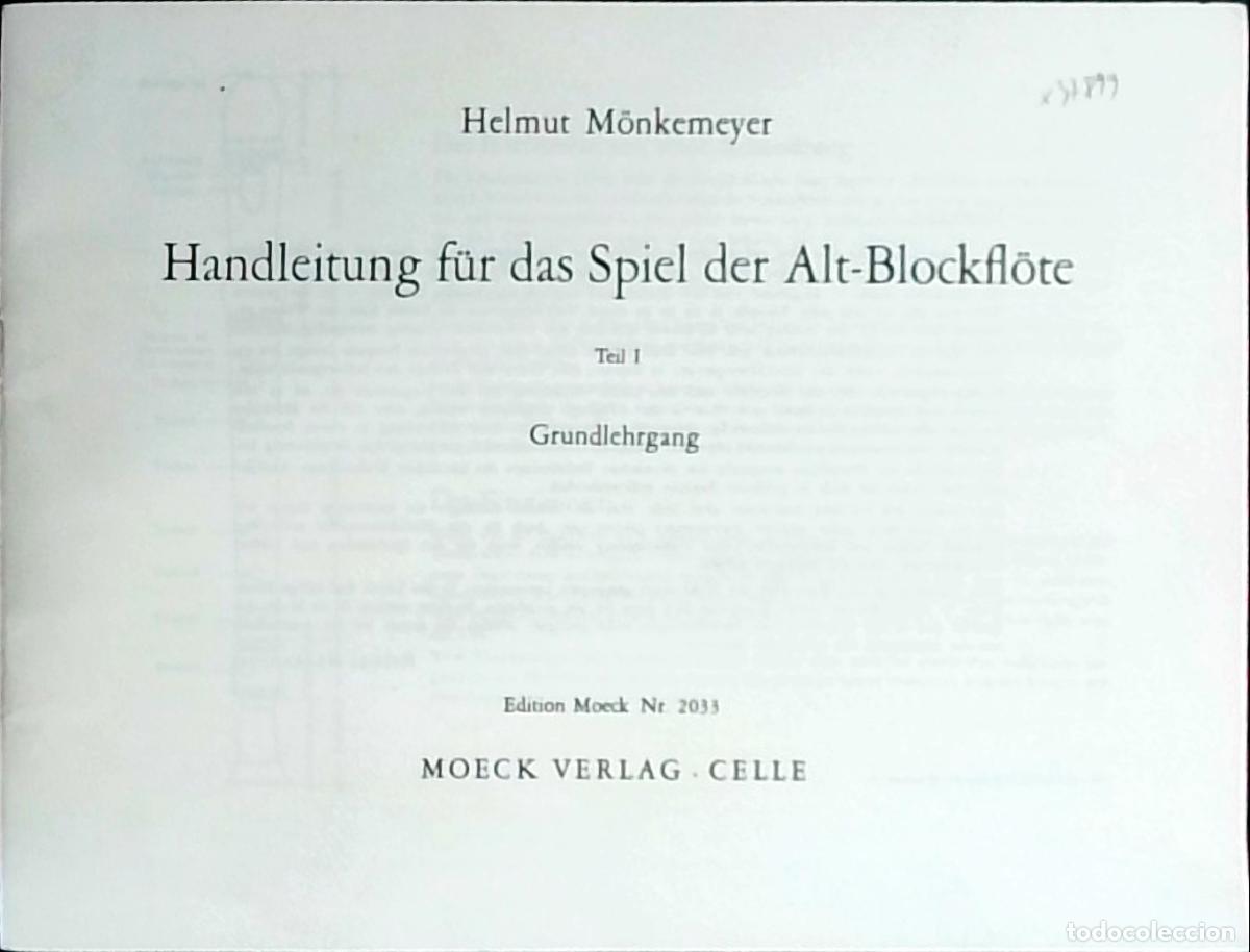 Libros: Handkeitung fur das Spiel der Alr Blockflote. Teil I: Grundlehrgand. Eition Moeck nr. 2033 - Monkeme