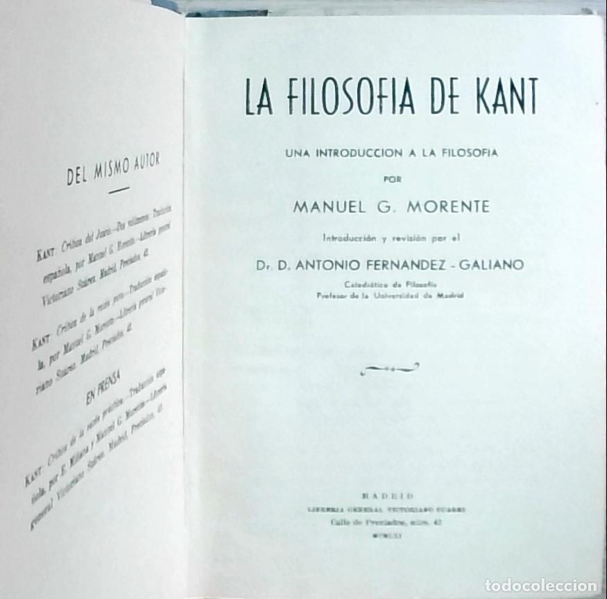 Libri di seconda mano: La filosof&iacute;a de Kant: una introducci&oacute;n a la Filosof&iacute;a - Morente, Manuel G.: