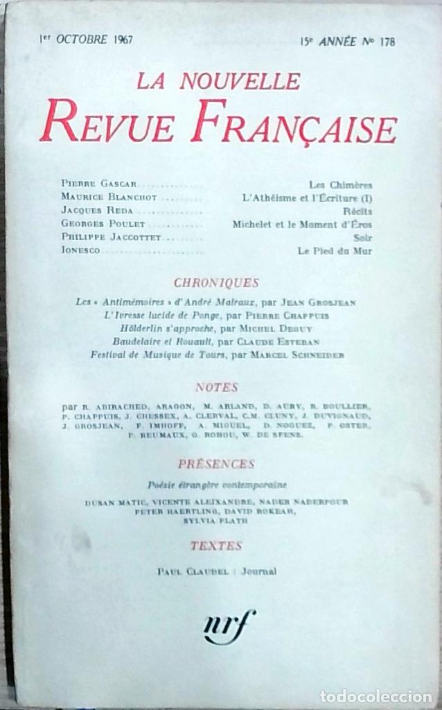 Livres: La Nouvelle Revue Fran&ccedil;aise&nbsp;(N&ordm; 178, Octobre 1967) - Autores Varios: