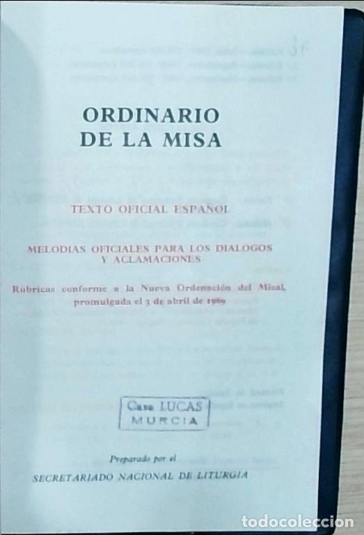 Livros em segunda m&atilde;o: Ordinario de la Misa. Texto oficial espa&ntilde;ol. Melod&iacute;as oficiales para los di&aacute;logos y aclamaciones - A