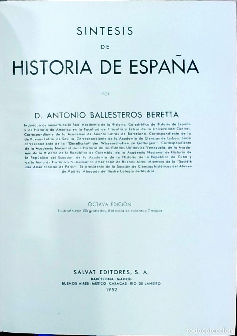 Libros: S&iacute;ntesis de Historia de Espa&ntilde;a - Ballesteros Beretta, Antonio: