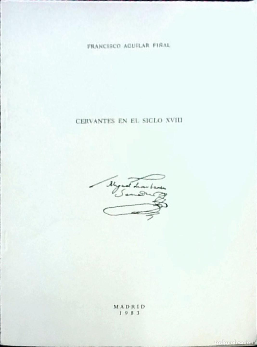 Libri di seconda mano: Cervantes en el siglo XVIII. Separata - Francisco Aguilar Pi&ntilde;al: