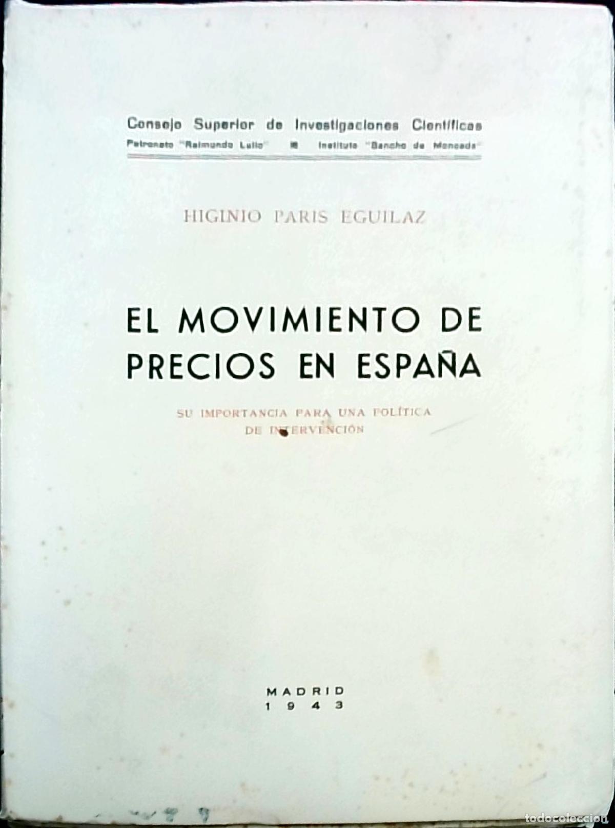 Livros em segunda m&atilde;o: El movimiento de precios en Espa&ntilde;a - Higinio Paris Eguilaz:
