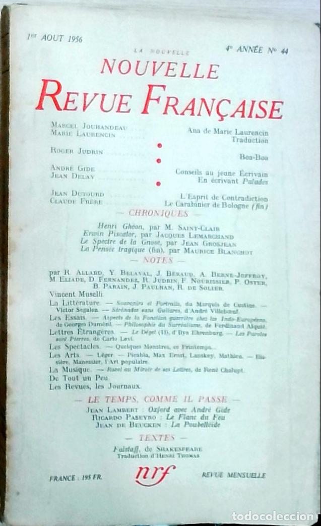 Libros: La Nouvelle Revue Fran&ccedil;aise&nbsp;(N&ordm; 44, 4&ordf; A&ntilde;o) - Marcel Jouhandeau y otros: