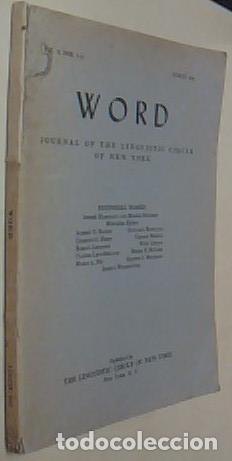 B&uuml;cher: Word. Journal of the Linguistic Circle of New York. Vol. 3. N&ordm;s 1-2. August 1947 - AA. VV.: