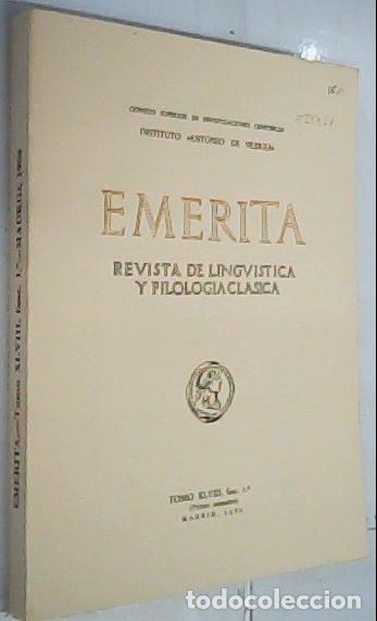 B&uuml;cher: Em&eacute;rita Tomo XLVIII, fasc. 1&ordm; (primer semestre). Revista de Ling&uuml;&iacute;stica y Filolog&iacute;a Cl&aacute;sica - Autore