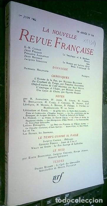 Livres: La Nouvelle Revue Francaise 1er Juin 1962 10e ann&eacute;e n&ordm; 114 - Autores Varios: