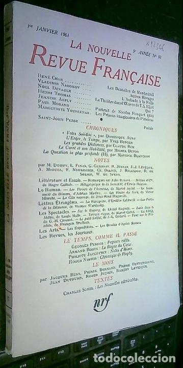 Livres: La Nouvelle Revue Francaise 1er Janvier 1961 9e ann&eacute;e n&ordm; 97 - Autores Varios: