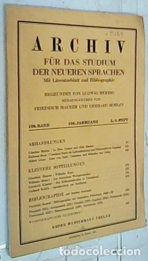 Livros em segunda m&atilde;o: Archiv fur das Studium der Neueren Sprachen mit Literaturblatt und Bibliographie. Bergrundet von Lud