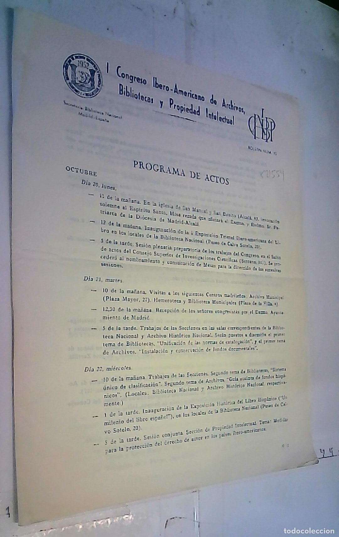 Libri di seconda mano: I Congreso Ibero Americano de Archivos, Bibliotecas y Propiedad Intelectural. Bolet&iacute;n n&ordm; 10 - CONGRE