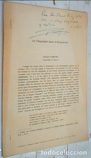 books: De l'imparfait dans le Romancero. Separata - Darbord, Bernard: