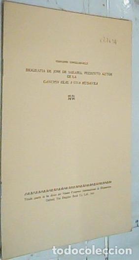 Livros em segunda m&atilde;o: Biograf&iacute;a de Jos&eacute; de Sarabia, presunto autor de la Canci&oacute;n Real a una mudanza. Separata - Gonz&aacute;lez O