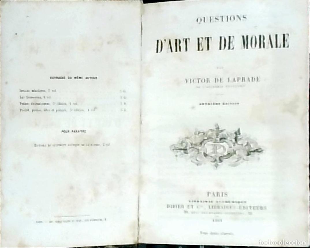 Libros: Quuestions d'Art et de Morale - Laprade, Victo de: