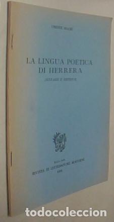 Livros em segunda m&atilde;o: La lingua poetica di Herrera (Sintasi e metrica). Tirada aparte. Con dedicatoria aut&oacute;grafa - MACRI,