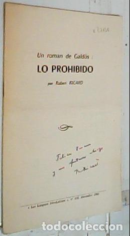 Libri di seconda mano: Un roman de Gald&oacute;s: Lo prohibido. Separata - Ricard, Robert: