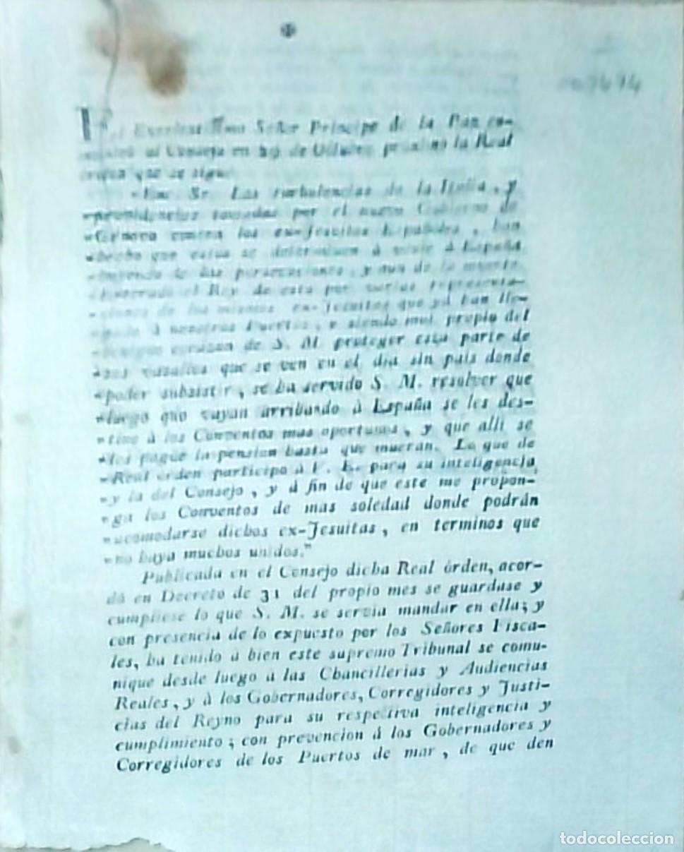 books: Copia de la Real orden que comunica el Se&ntilde;or Principe de la Paz al Consejo el 29 de Octubre de 1797,
