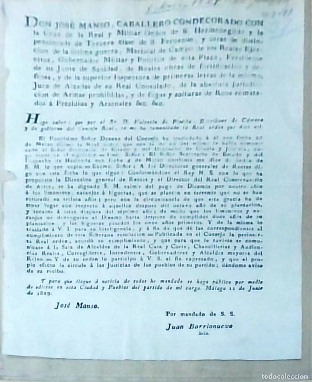 books: Copia de la Real orden en la que se exime del pago de Diezmos por cuatro a&ntilde;os a los limoneros, naran