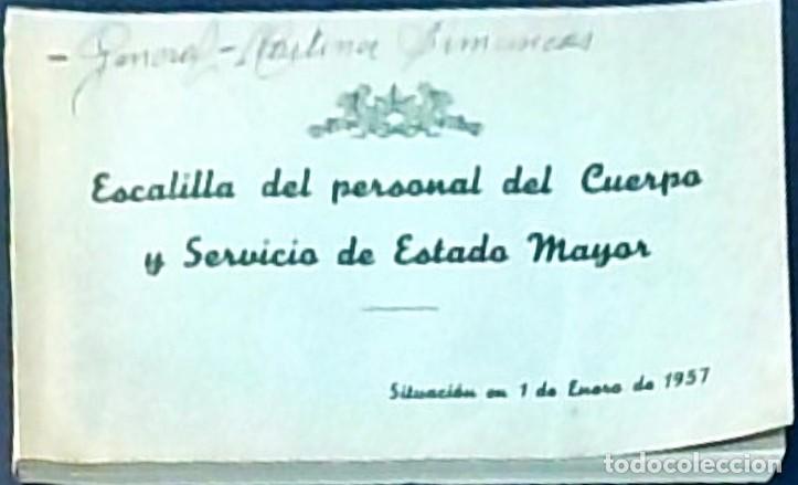 Livros em segunda m&atilde;o: Escalilla del personal del Cuerpo y Servicio de Estado Mayor. Situaci&oacute;n en 1 de enero de 1957 - ANON