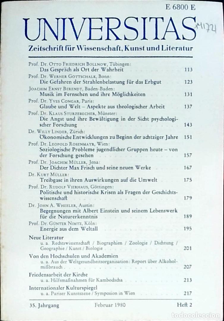 Livres: Universitas Februar Heft 2. Zeitschrift f&uuml;r Wissenschft, Kunst und Literatur - Autores Varios: