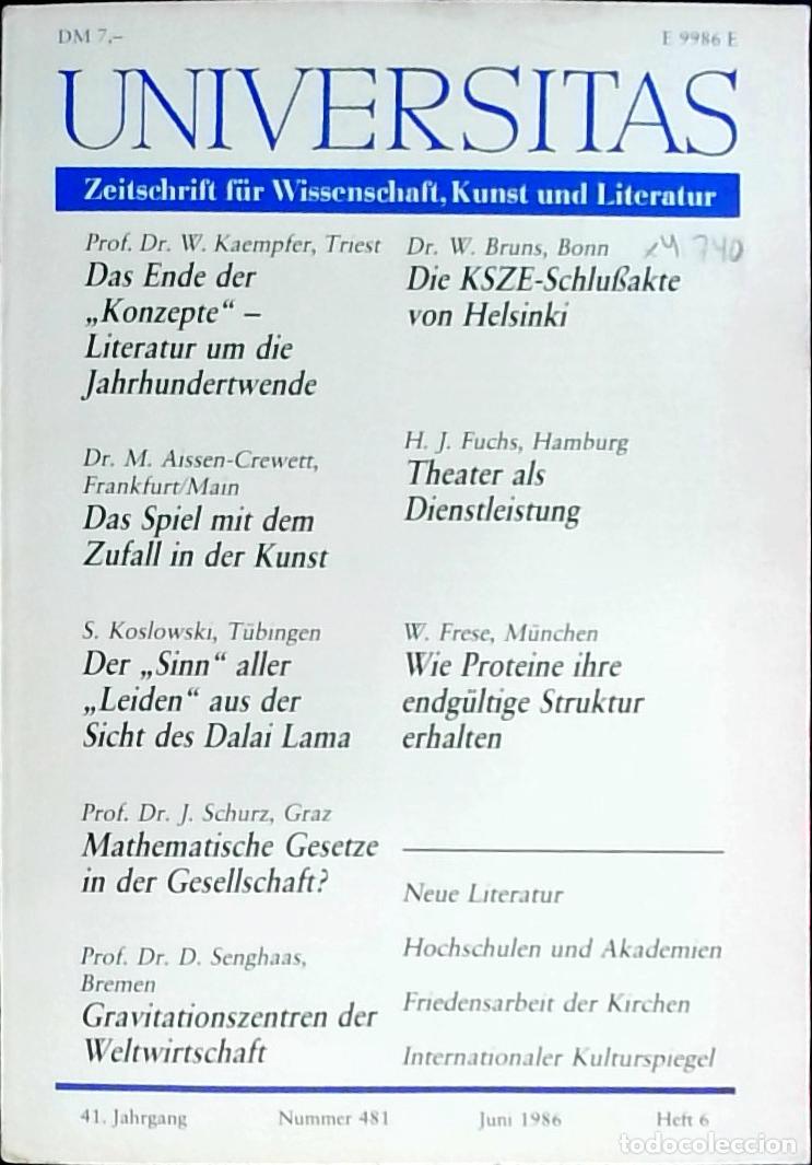 Livres: Universitas Juni Heft 6. Nummer 481. Zeitschrift f&uuml;r Wissenschft, Kunst und Literatur - Autores Vari