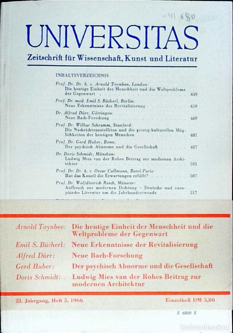 Livres: Universitas Mai Heft 5. Zeitschrift f&uuml;r Wissenschft, Kunst und Literatur - Autores Varios:
