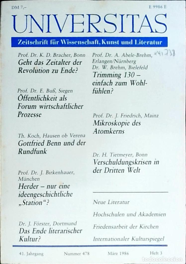 Livres: Universitas Marz Heft 3. Nummer 478. Zeitschrift f&uuml;r Wissenschft, Kunst und Literatur - Autores Vari