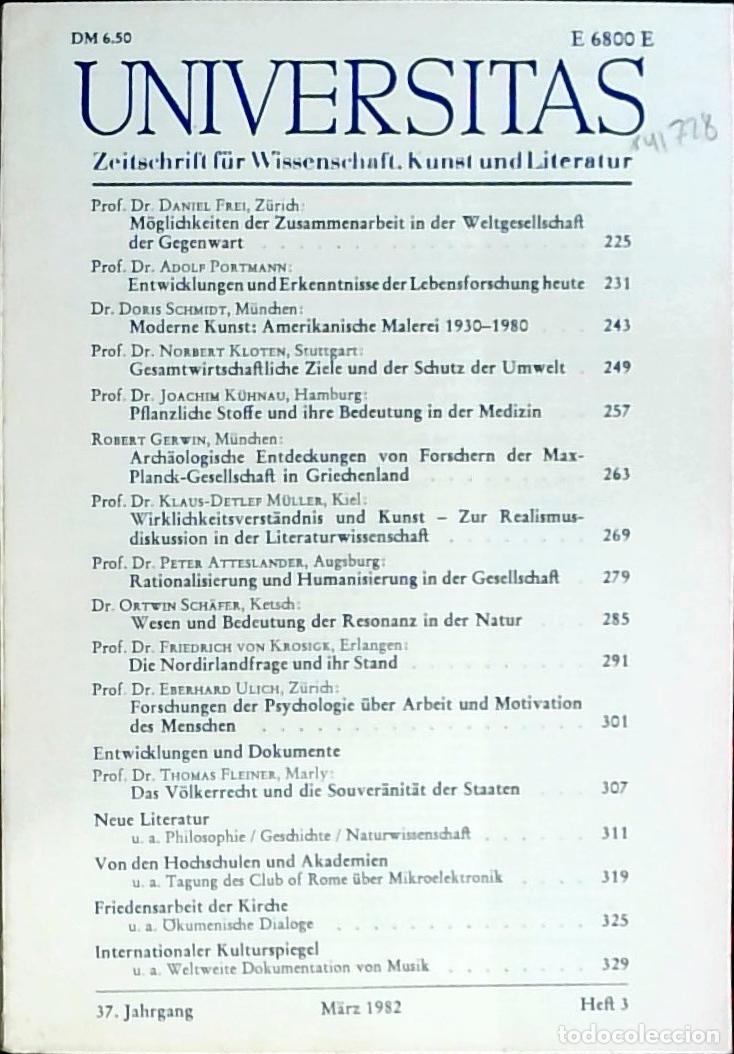 Livres: Universitas Marz Heft 3. Zeitschrift f&uuml;r Wissenschft, Kunst und Literatur - Autores Varios:
