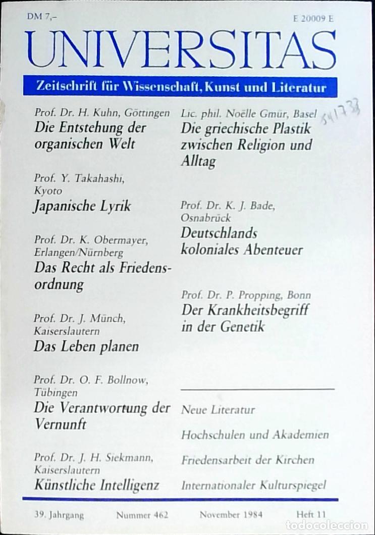 Livres: Universitas November Heft 11. Nummer 462. Zeitschrift f&uuml;r Wissenschft, Kunst und Literatur - Autores