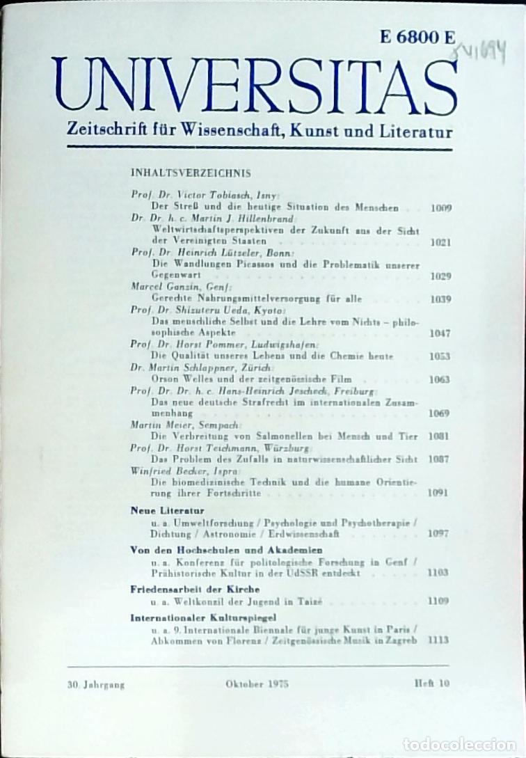 Livres: Universitas Oktober Heft 10. Zeitschrift f&uuml;r Wissenschft, Kunst und Literatur - Autores Varios: