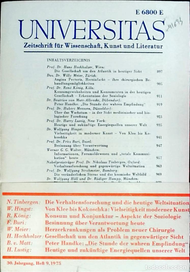Livres: Universitas September Heft 9. Zeitschrift f&uuml;r Wissenschft, Kunst und Literatur - Autores Varios: