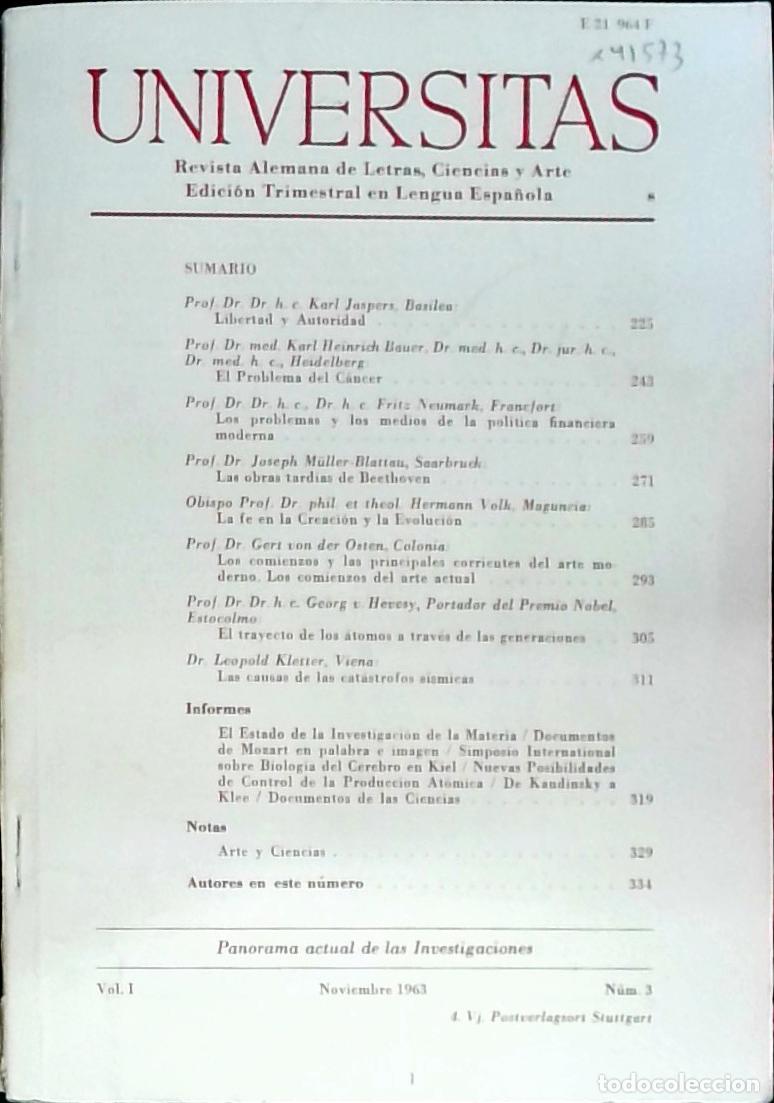 Libros: Universitas Vol. I N&ordm; 3. Revista Alemana de Letras, Ciencias y Arte. Edici&oacute;n Trimestral en Lengua Es