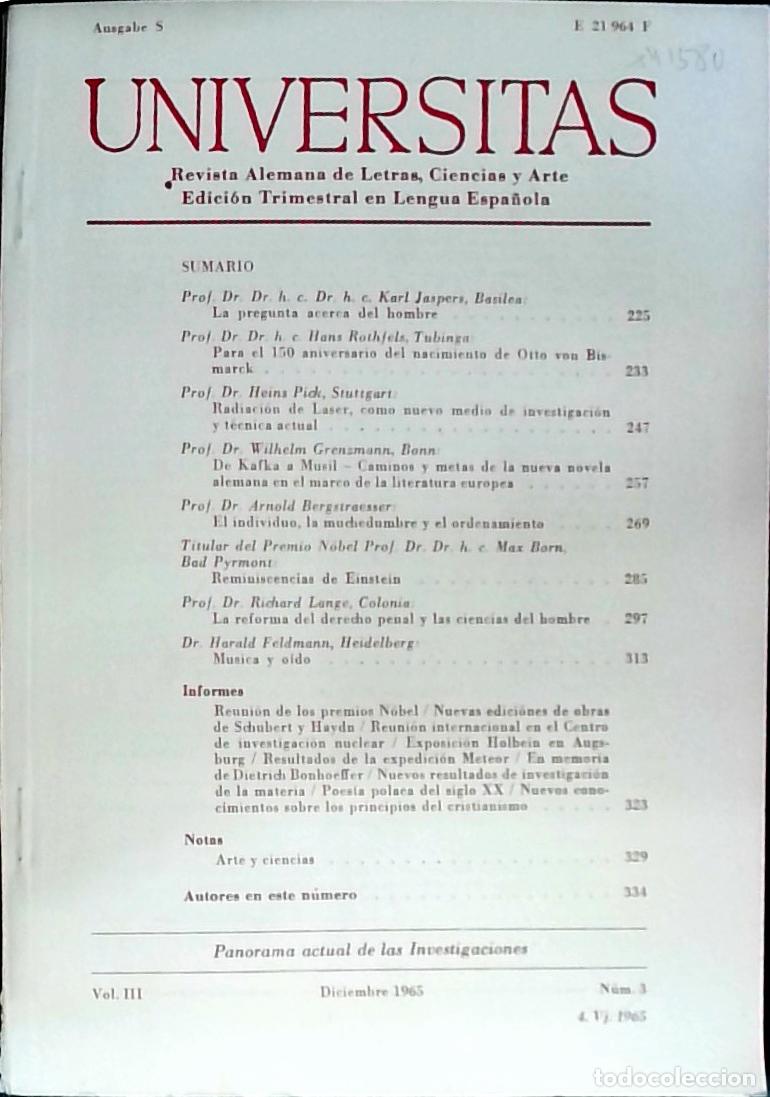 Libros: Universitas Vol. III N&ordm; 3. Revista Alemana de Letras, Ciencias y Arte. Edici&oacute;n Trimestral en Lengua