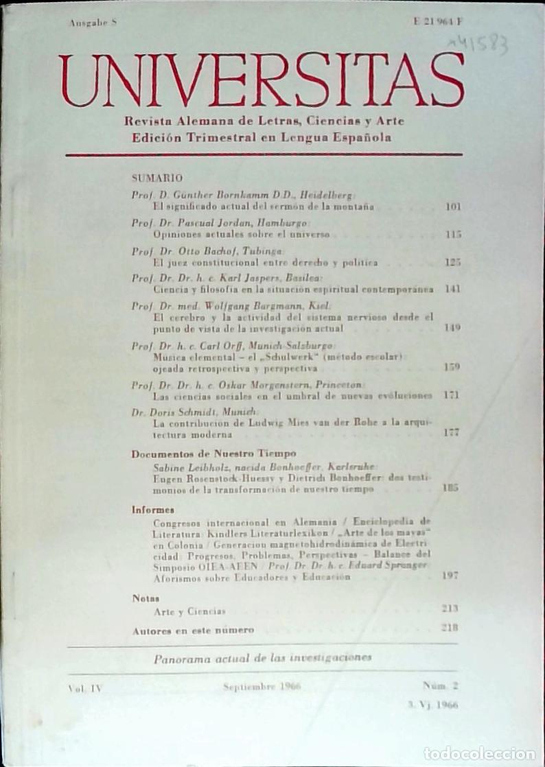 Libros: Universitas Vol. IV N&ordm; 2. Revista Alemana de Letras, Ciencias y Arte. Edici&oacute;n Trimestral en Lengua E