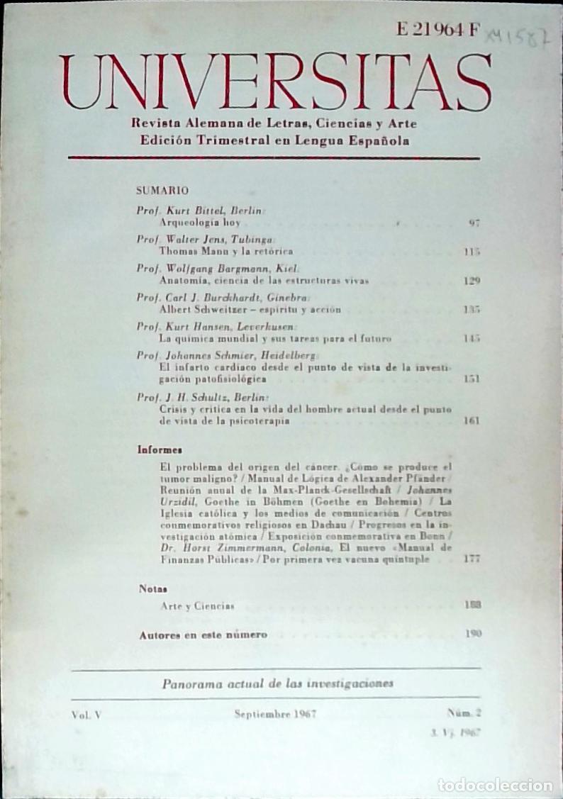 Livres: Universitas Vol. V N&ordm; 2. Revista Alemana de Letras, Ciencias y Arte. Edici&oacute;n Trimestral en Lengua Es