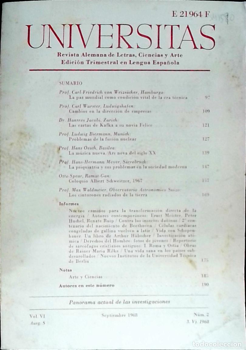 Livres: Universitas Vol. VI N&ordm; 2. Revista Alemana de Letras, Ciencias y Arte. Edici&oacute;n Trimestral en Lengua E