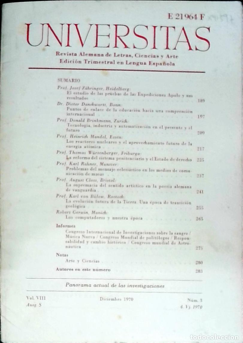 Libros: Universitas Vol. VIII N&ordm; 3. Revista Alemana de Letras, Ciencias y Arte. Edici&oacute;n Trimestral en Lengua