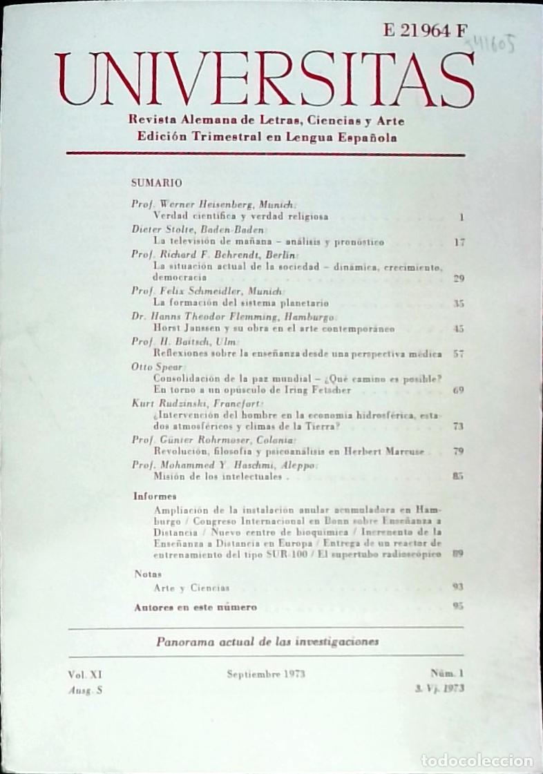 Libros: Universitas Vol. XI N&ordm; 1. Revista Alemana de Letras, Ciencias y Arte. Edici&oacute;n Trimestral en Lengua E