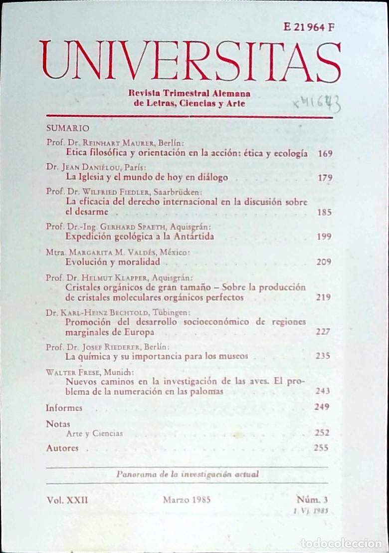 Libros: Universitas Vol. XXII N&ordm; 3. Revista Alemana de Letras, Ciencias y Arte. Edici&oacute;n Trimestral en Lengua