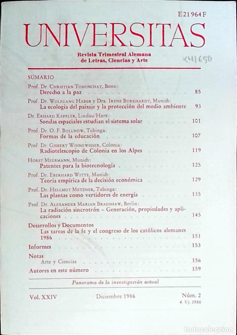 Libros: Universitas Vol. XXIV N&ordm; 2. Revista Alemana de Letras, Ciencias y Arte. Edici&oacute;n Trimestral en Lengua