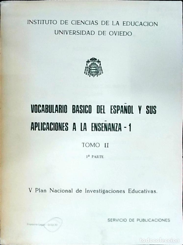 Libros: Vocabulario b&aacute;sico del espa&ntilde;ol y sus aplicaciones a la ense&ntilde;anza - 1. Tomo II, primera parte. V Plan