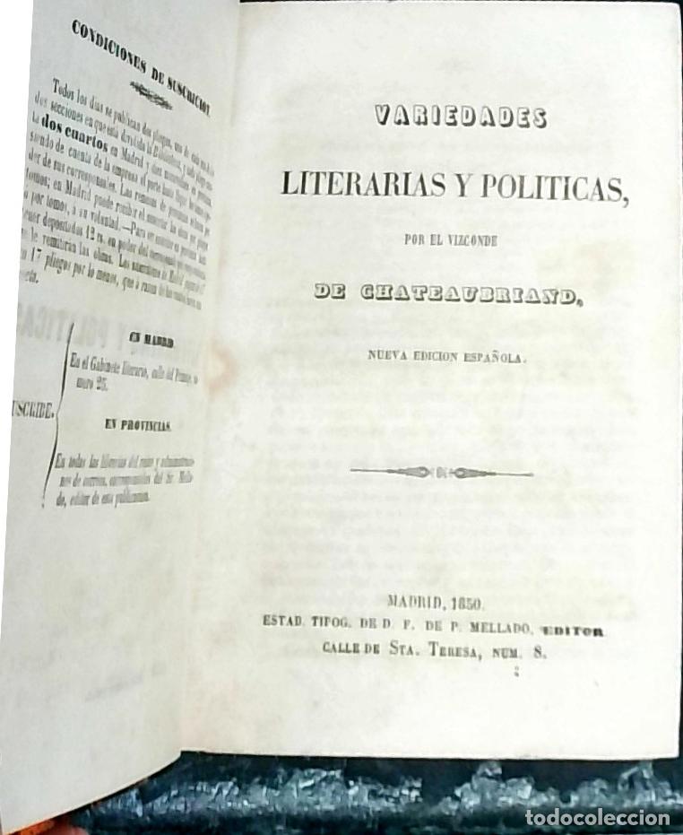 Livros em segunda m&atilde;o: Variedades literarias y pol&iacute;ticas - Chateaubriand, Vizconde de: