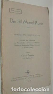 Libros: Der Stil Marcel Proust. Inaugural dissertation - ZAESKE, Hathe: - Foto 1