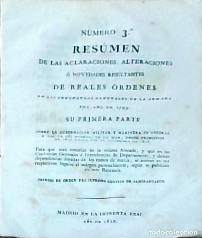 books: N&uacute;mero 3&ordm;. Resumen de las aclaraciones, alteraciones o novedades resultantes de Reales &oacute;rdenes en la